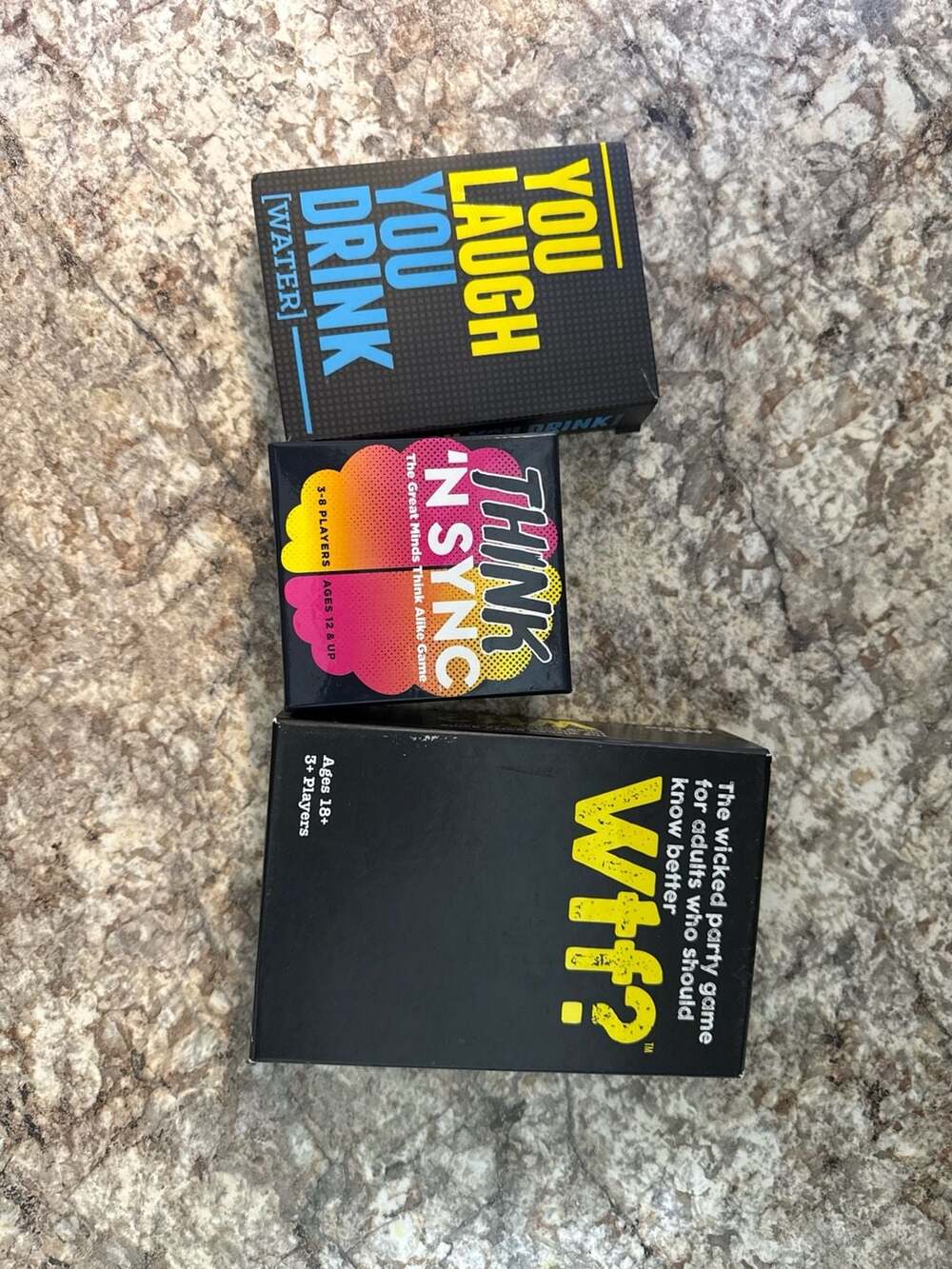 Party Game Bundle: You Laugh You Drink, Think 'N Sync, and WTF? Adult Card Games
